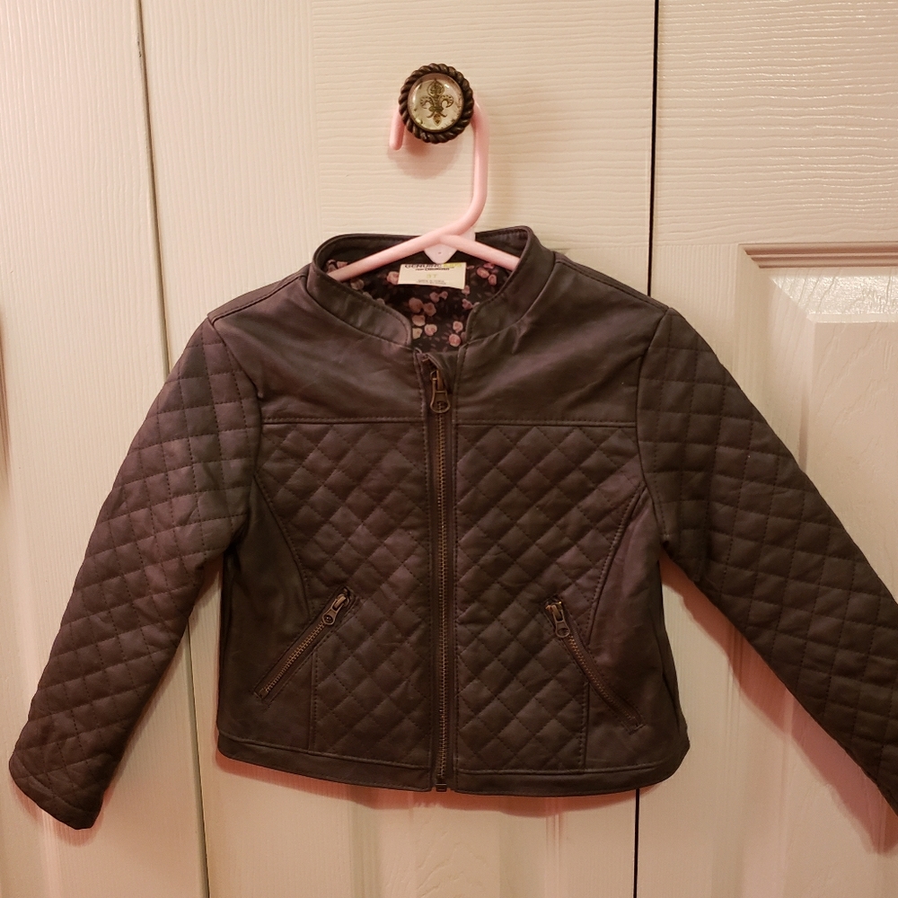 Toddler Girls "Leather" Zip Jacket